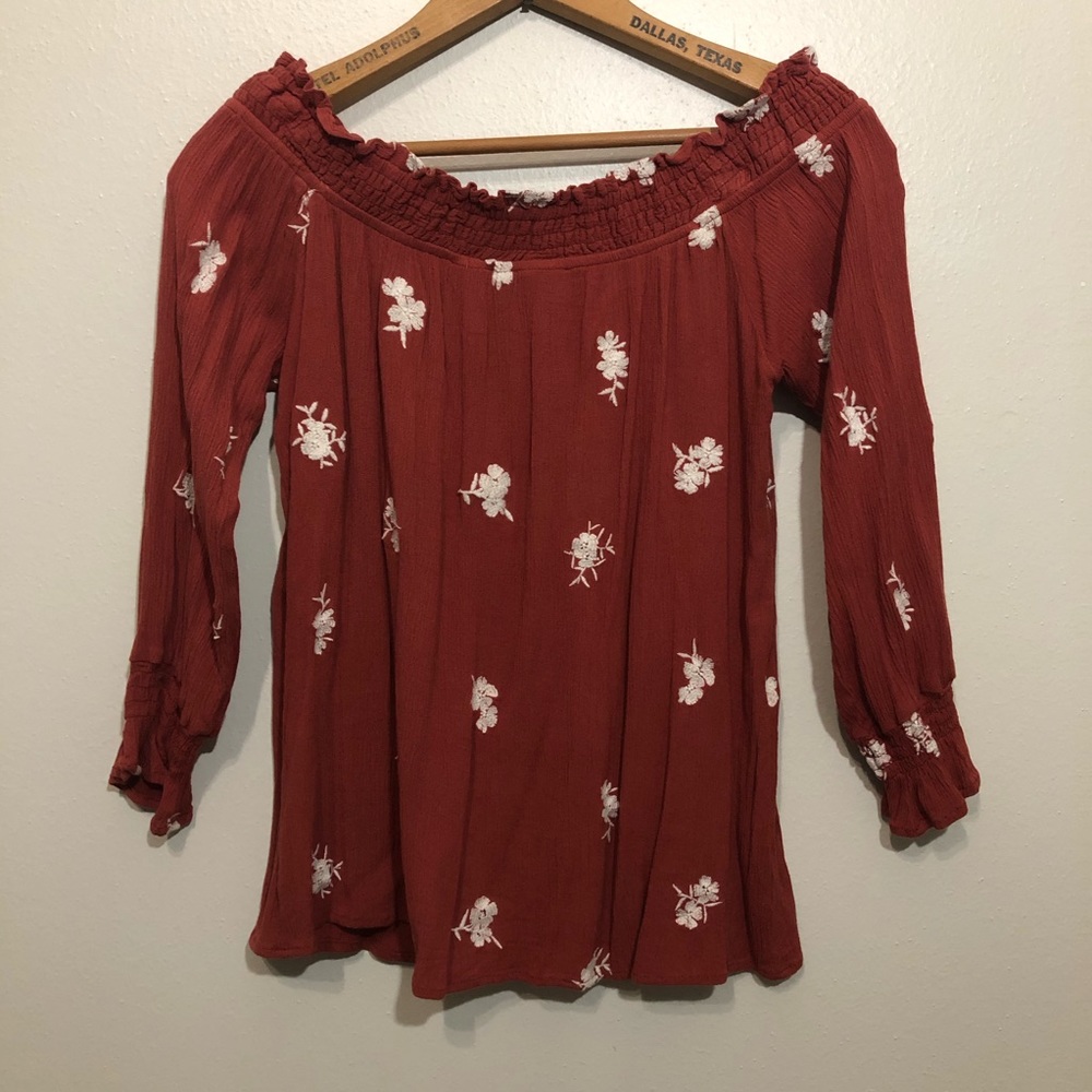 Ivory Love Off Shoulder Floral Blouse
